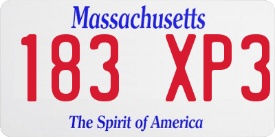 MA license plate 183XP3