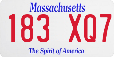 MA license plate 183XQ7