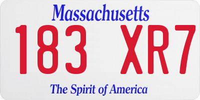MA license plate 183XR7