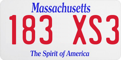 MA license plate 183XS3