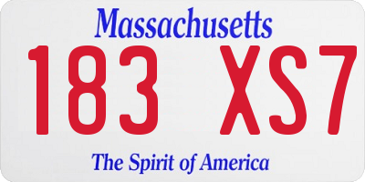 MA license plate 183XS7
