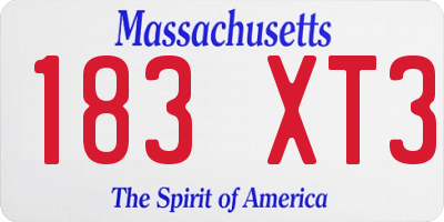 MA license plate 183XT3