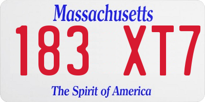 MA license plate 183XT7