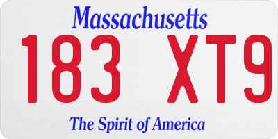 MA license plate 183XT9
