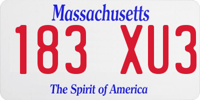 MA license plate 183XU3