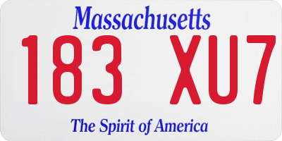 MA license plate 183XU7
