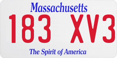 MA license plate 183XV3