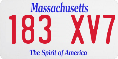 MA license plate 183XV7