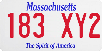 MA license plate 183XY2