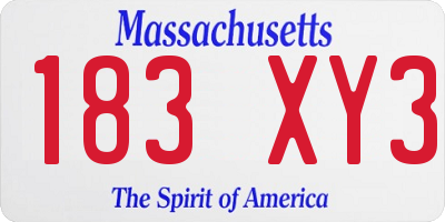 MA license plate 183XY3