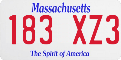 MA license plate 183XZ3