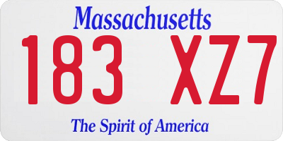 MA license plate 183XZ7