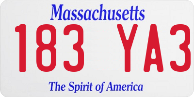 MA license plate 183YA3