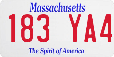 MA license plate 183YA4