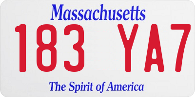 MA license plate 183YA7