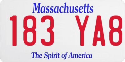 MA license plate 183YA8