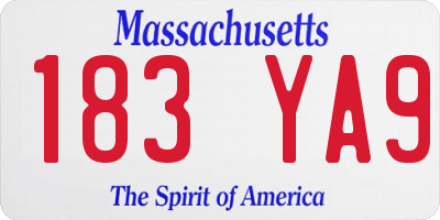 MA license plate 183YA9