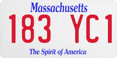 MA license plate 183YC1