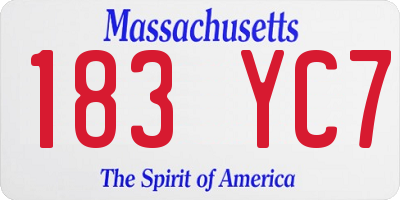 MA license plate 183YC7