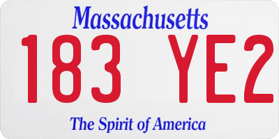 MA license plate 183YE2