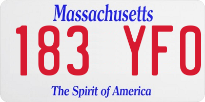 MA license plate 183YF0