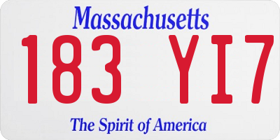 MA license plate 183YI7