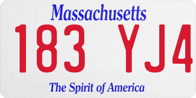 MA license plate 183YJ4