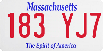 MA license plate 183YJ7