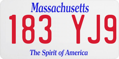 MA license plate 183YJ9