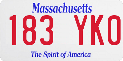 MA license plate 183YK0