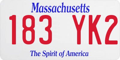MA license plate 183YK2