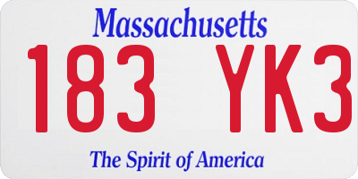MA license plate 183YK3