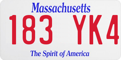MA license plate 183YK4