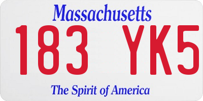 MA license plate 183YK5