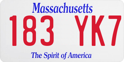 MA license plate 183YK7