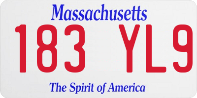 MA license plate 183YL9