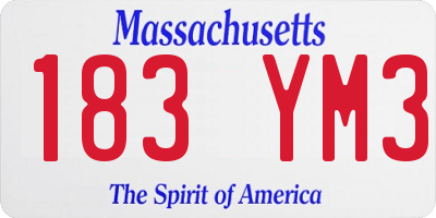 MA license plate 183YM3