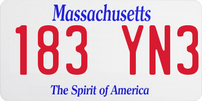 MA license plate 183YN3