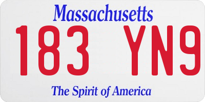 MA license plate 183YN9