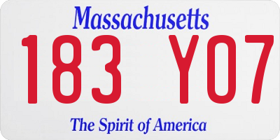 MA license plate 183YO7