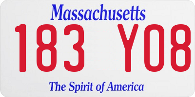MA license plate 183YO8