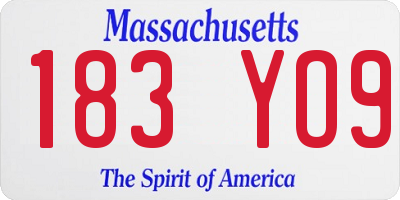 MA license plate 183YO9
