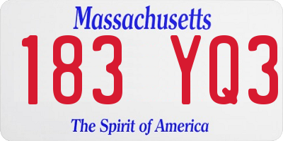 MA license plate 183YQ3