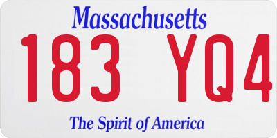 MA license plate 183YQ4
