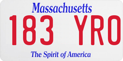 MA license plate 183YR0