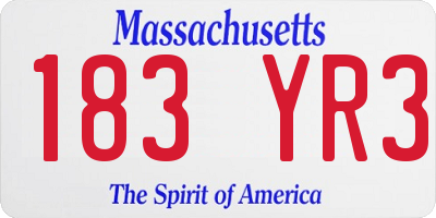 MA license plate 183YR3