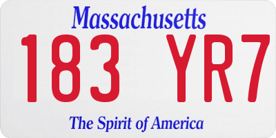 MA license plate 183YR7
