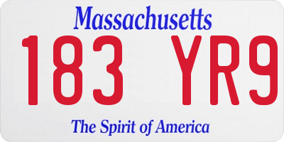 MA license plate 183YR9