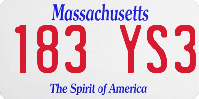 MA license plate 183YS3