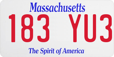 MA license plate 183YU3